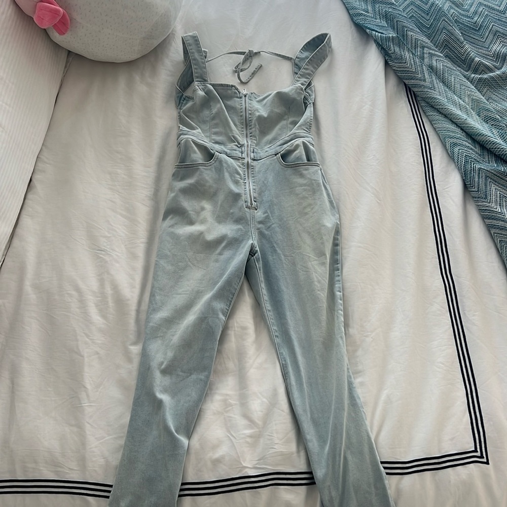 Free people Jean jumpsuit